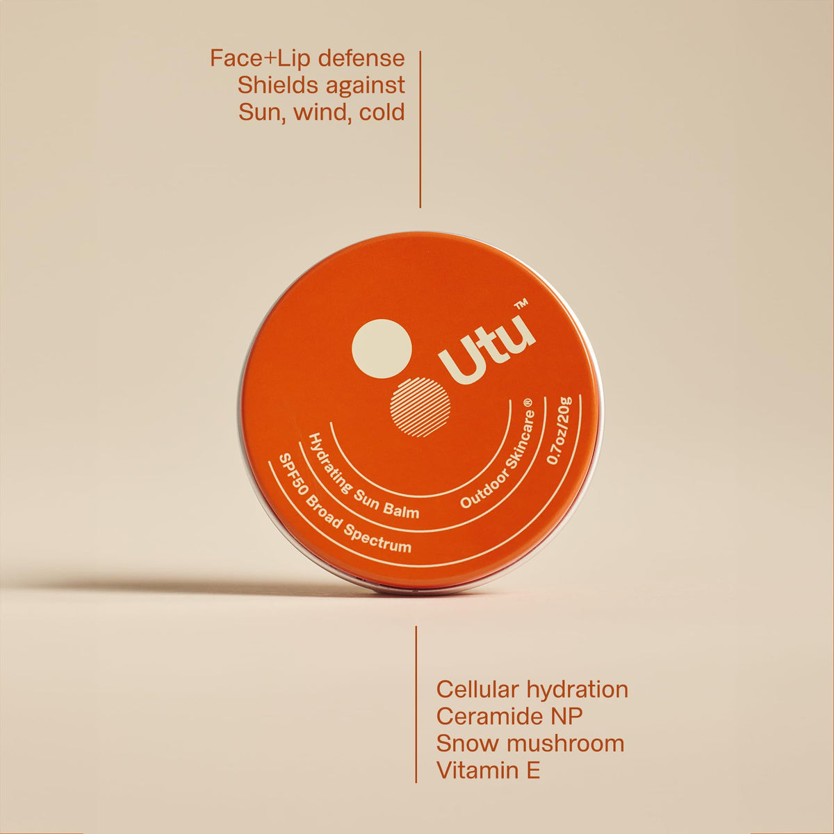 UTU Sun Balm Face & Lip Protector SPF 50 Mineral Sunscreen 20g