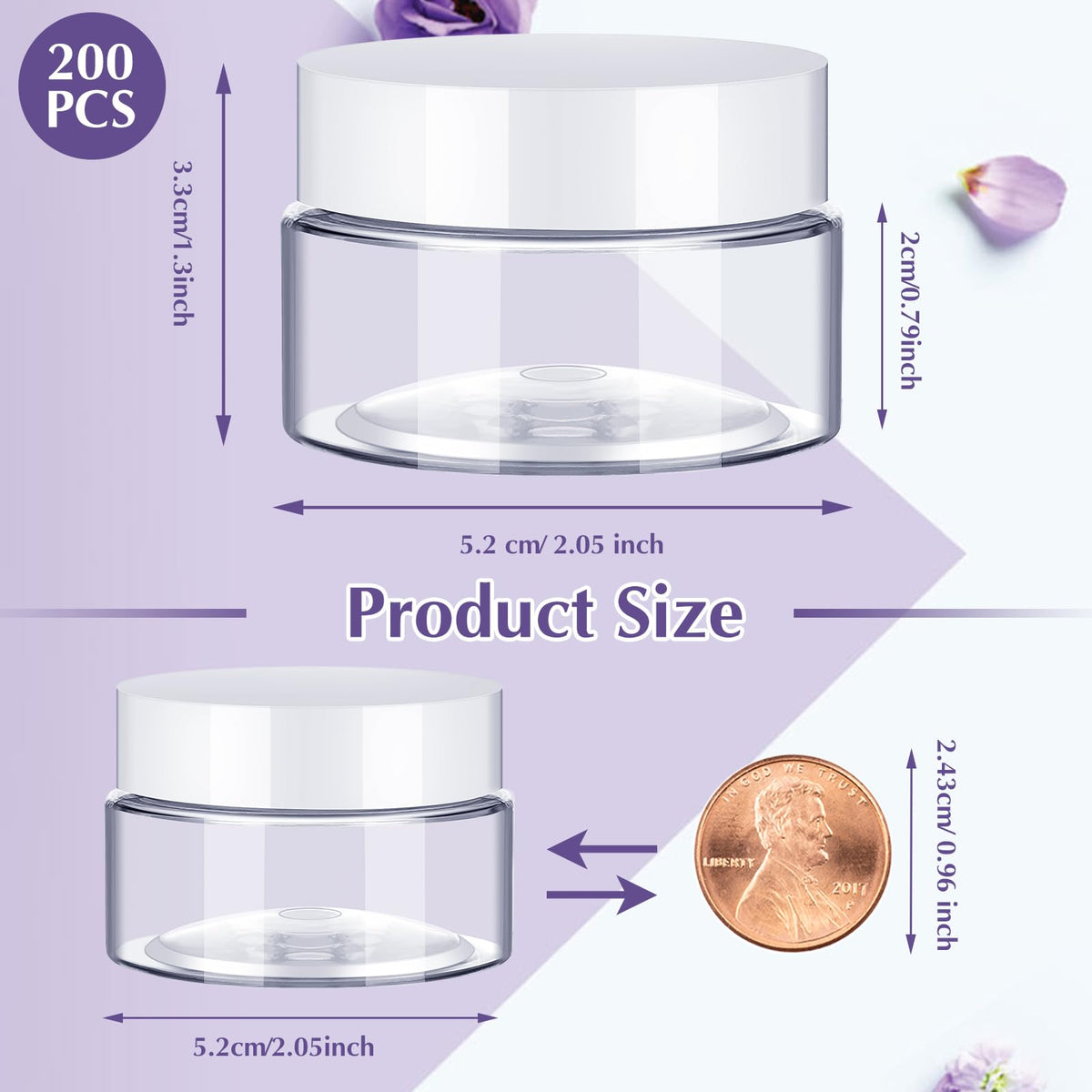 Empty Plastic Storage Jars with Lids, Round Leakproof Travel Containers