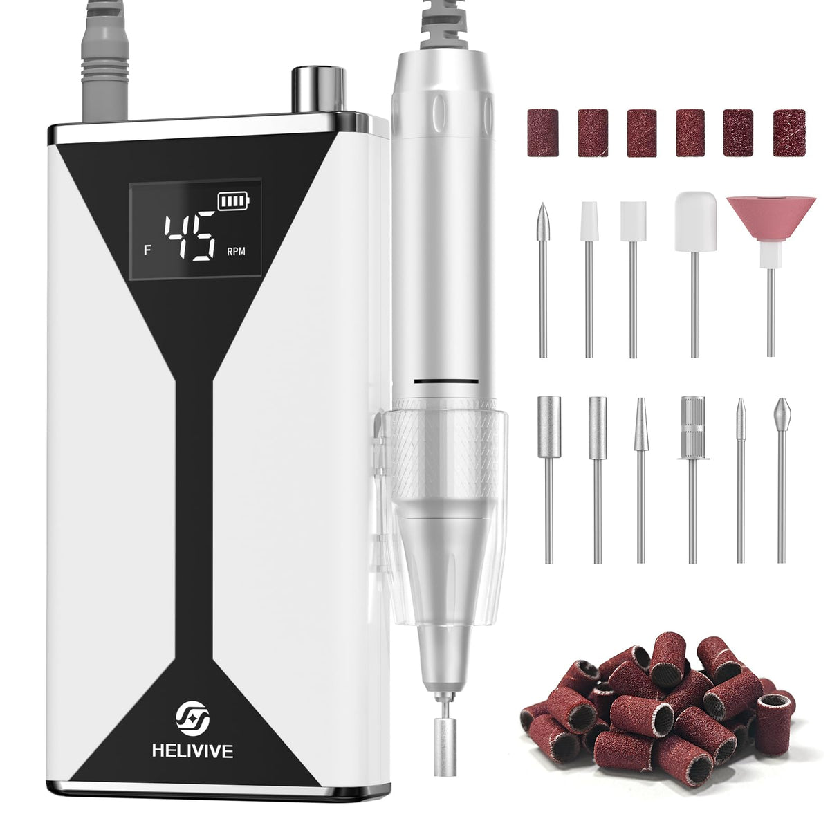 Professional Cordless Electric Nail Drill 45000RPM with 11 Bits