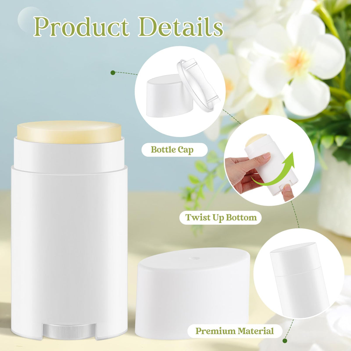 Teenyyou 30-Pack Empty Oval Refillable Deodorant Containers