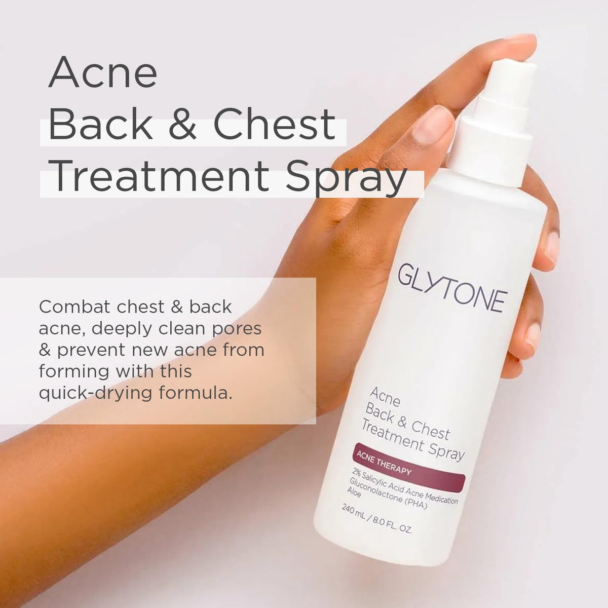 Glytone Chest & Back Acne Treatment Spray with 2% Salicylic Acid