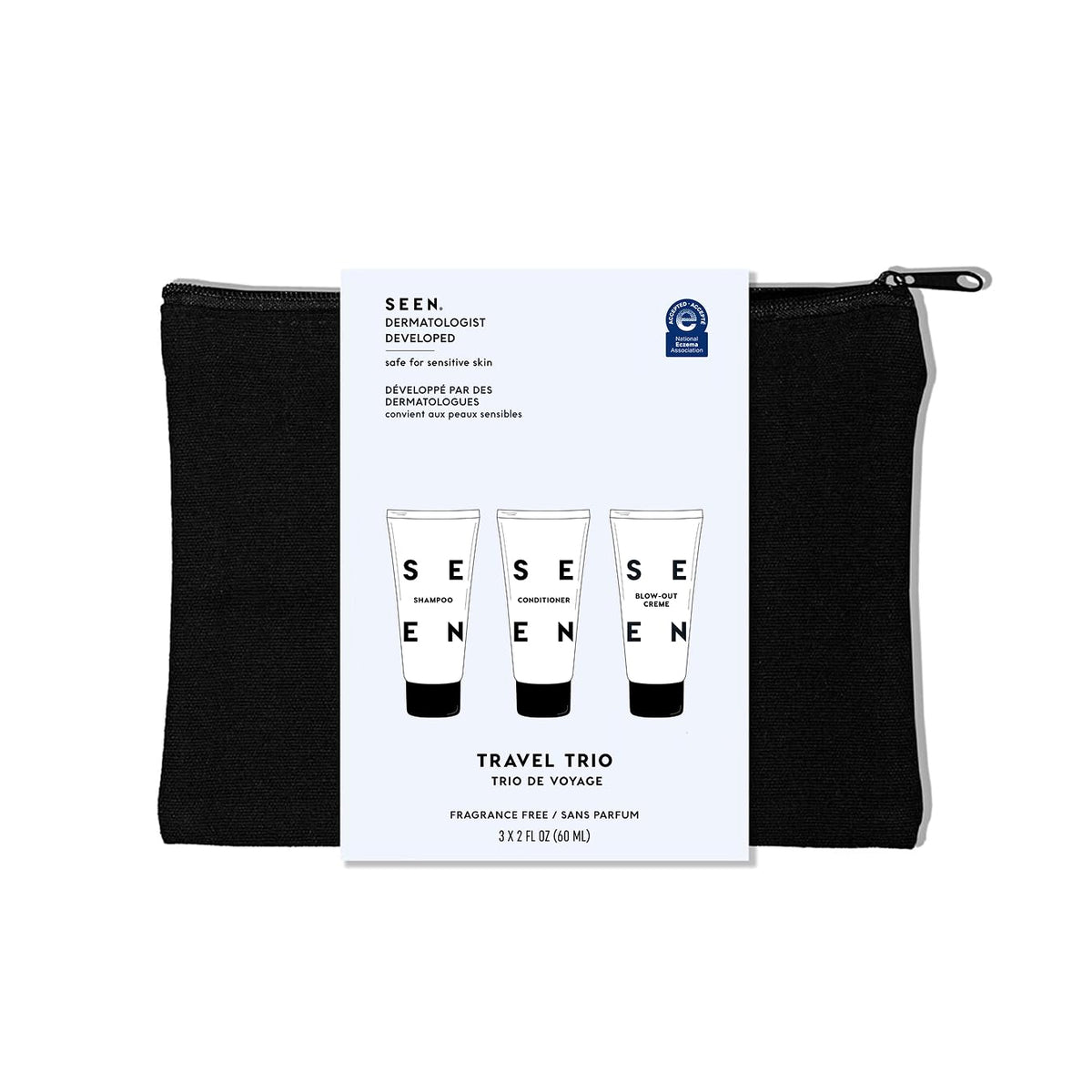 SEEN Travel Trio Hair Care Set - Shampoo, Conditioner & Blow-Out Creme