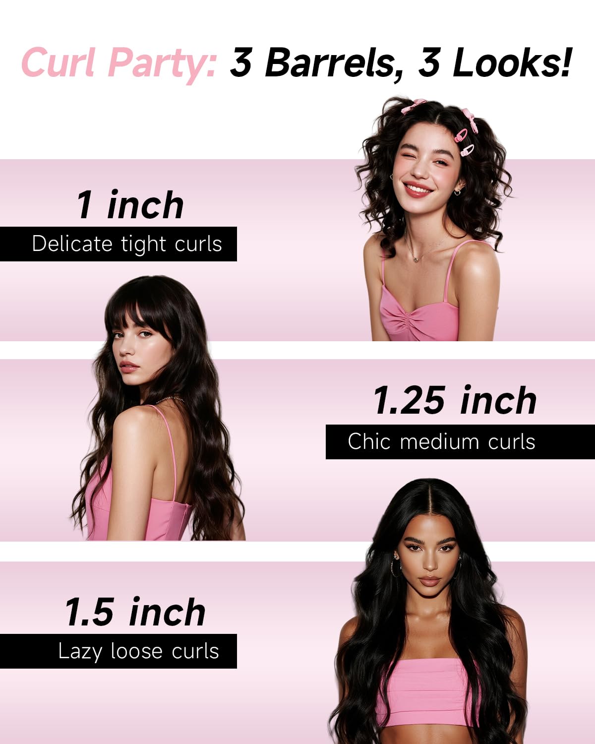 3-in-1 Automatic Curling Iron with Ceramic Barrels