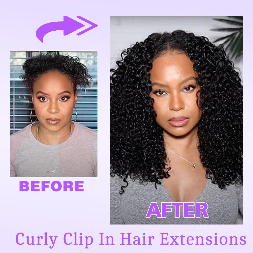 Curly Clip-In Human Hair Extensions, Brazilian Remy Hair