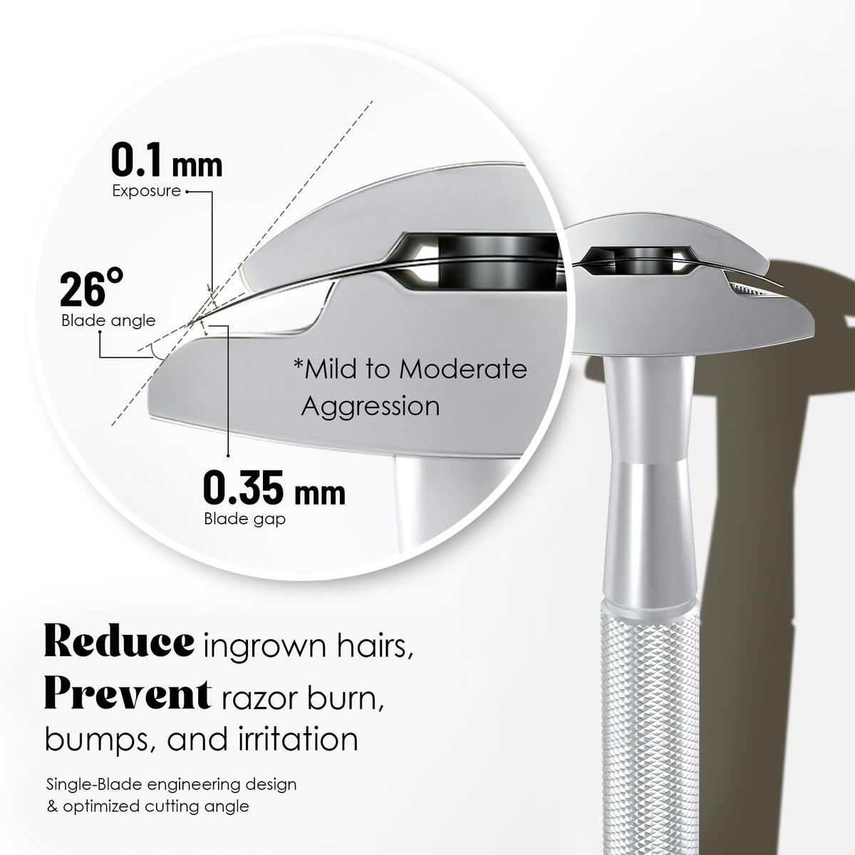 Reusable Double Edge Safety Razor Set, Stainless Steel Grooming Tool