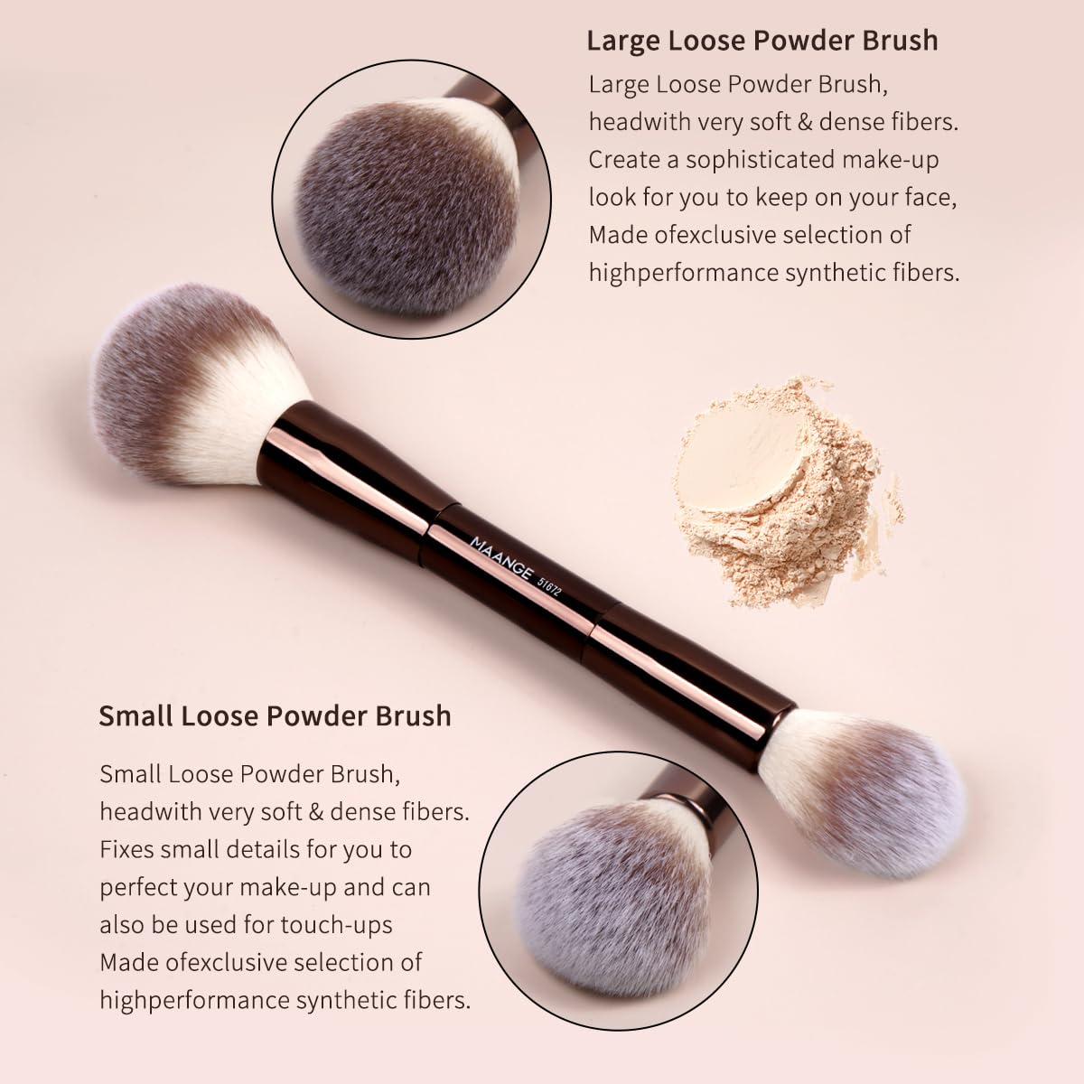 MAANGE Double-Ended Kabuki Makeup Brush Set