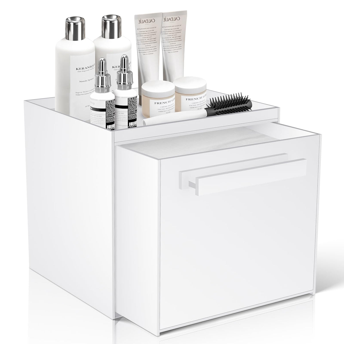 Acrylic Disposable Facial Towel Holder, Wall-Mounted Storage Box with Drawer