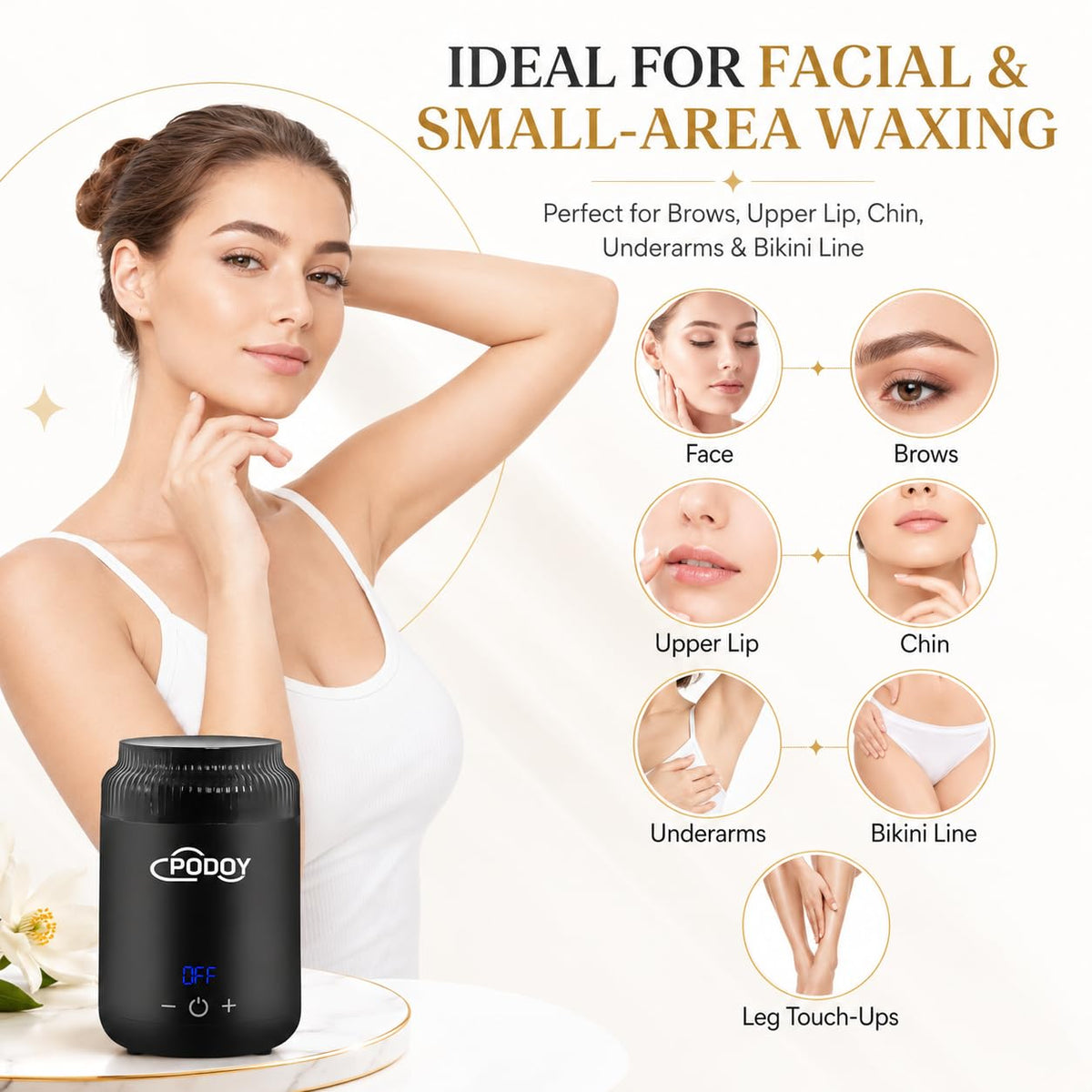 Podoy Mini Wax Warmer for Facial Hair Removal with Digital Display