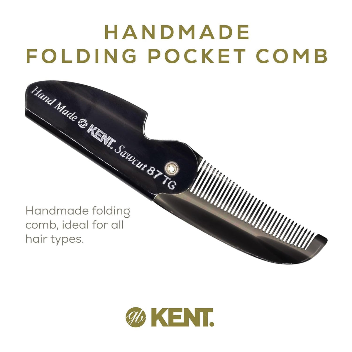 Kent Handmade Fine-Tooth Folding Pocket Comb for Hair and Facial Hair