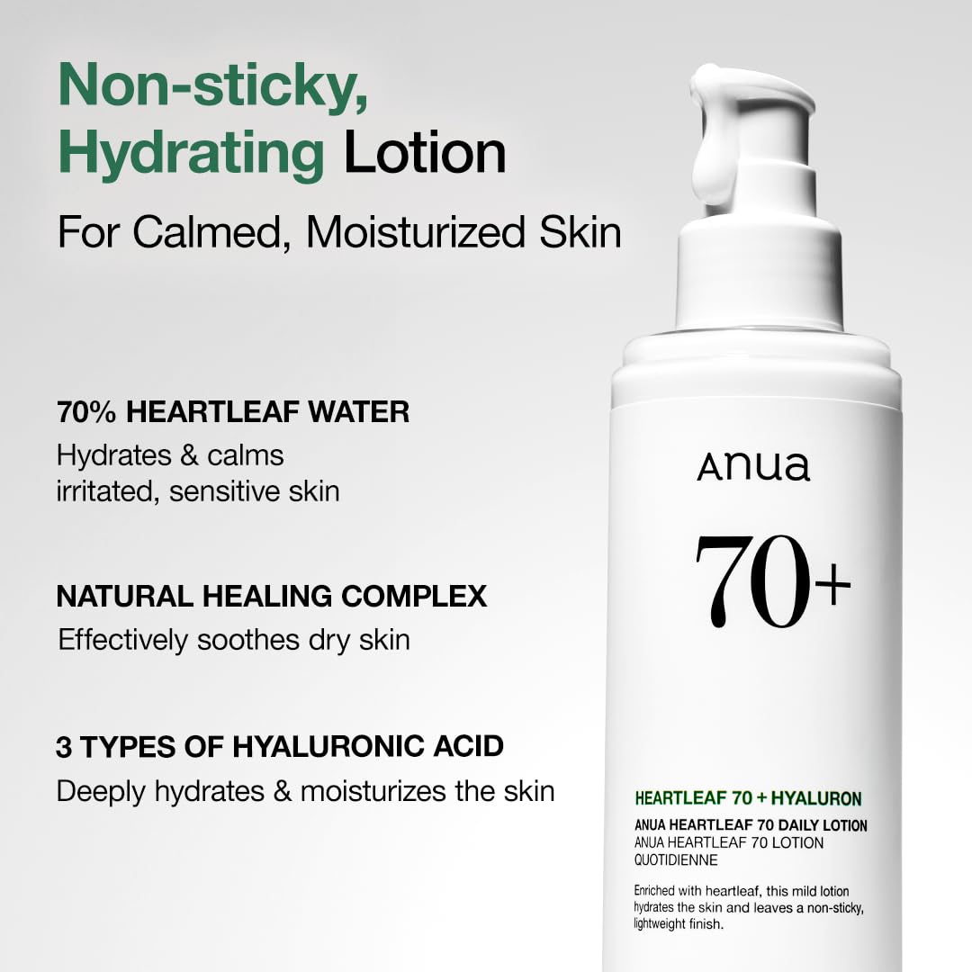 Anua Heartleaf Daily Lotion with Hyaluronic Acid, Lightweight Face Moisturizer