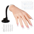 Silicone Practice Hand for Acrylic Nails with Stand, Tips & Adhesive Tabs