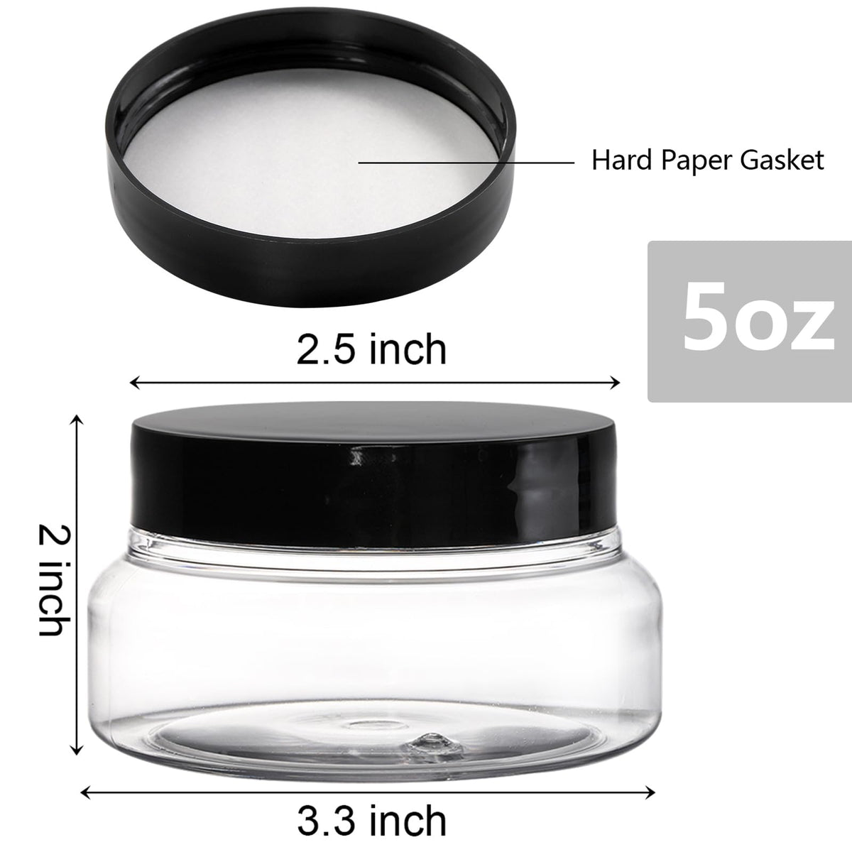 Yarlung 24 Pack 5 Oz Clear PET Plastic Jars with Lids