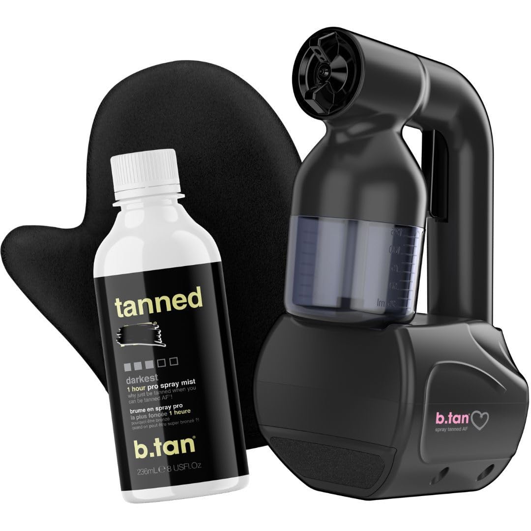 b.tan Darkest Bronze At-Home Spray Tan Kit with Machine and Mitt