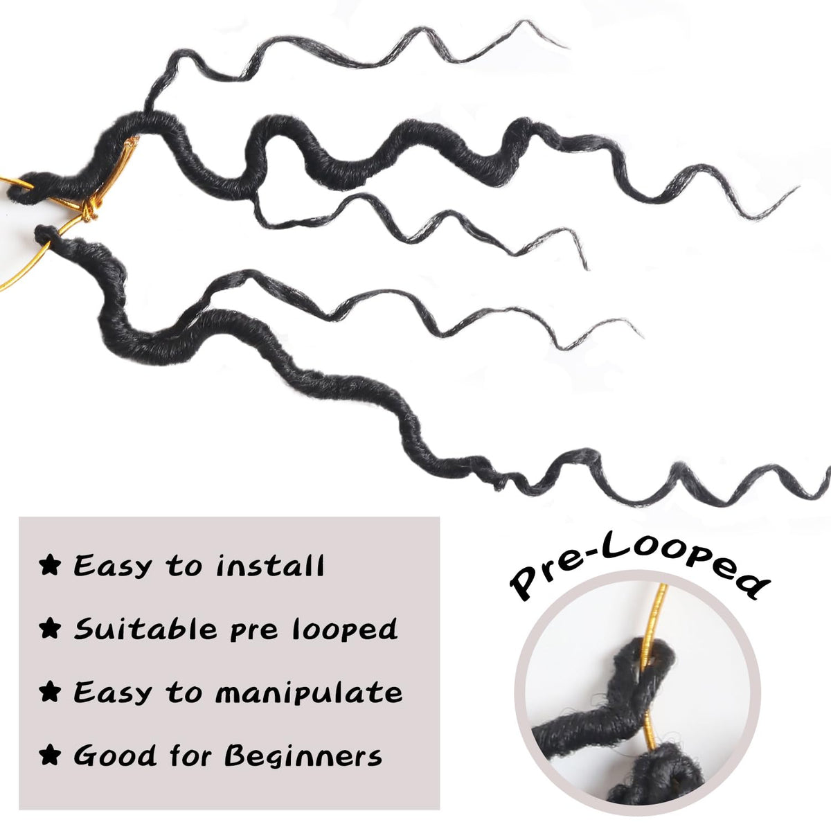 Vemet Goddess Locs Crochet Hair, Synthetic Boho Faux Locs, 9-Pack