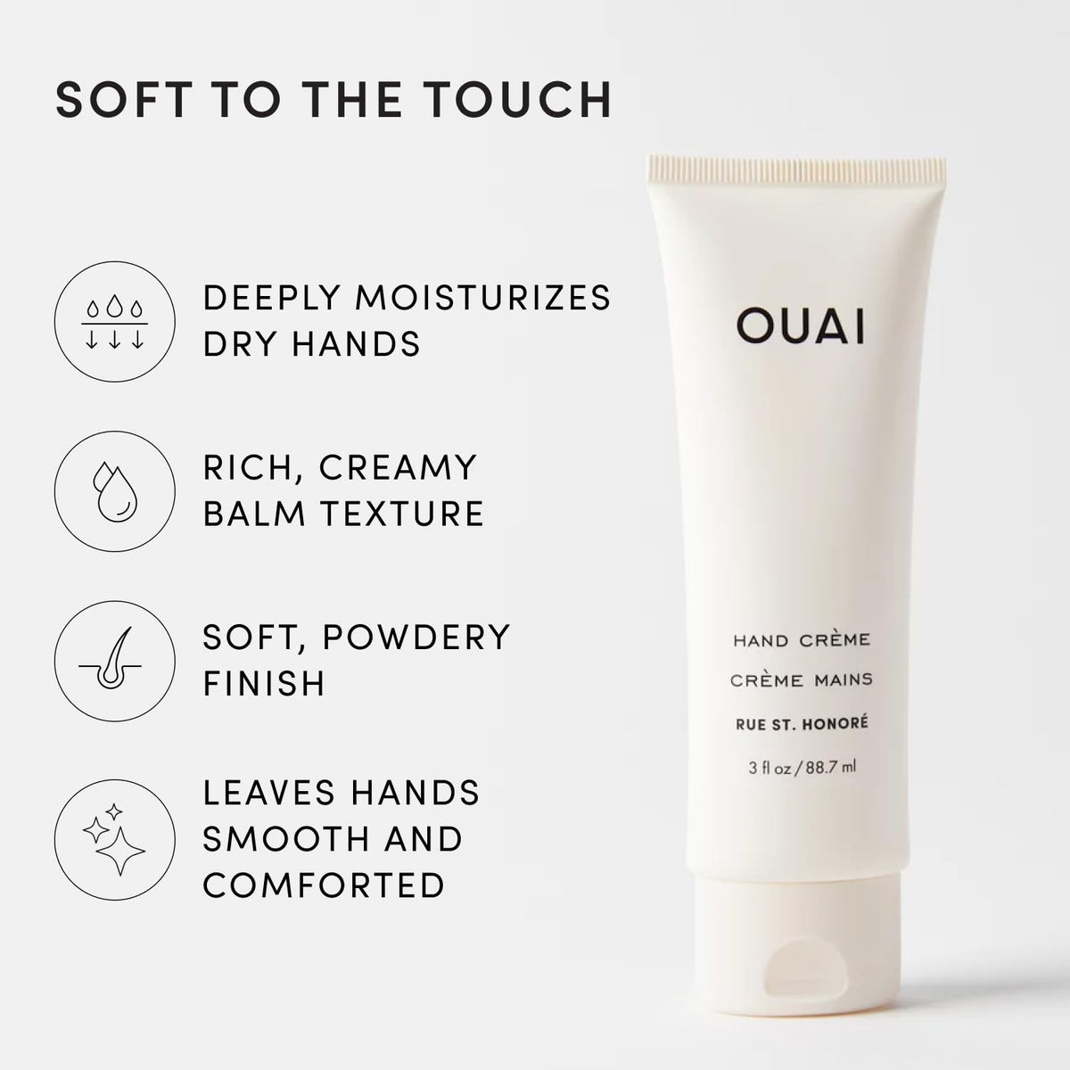 OUAI Hand Cream with Coconut Oil, Murumuru Butter and Shea Butter, 3 Oz