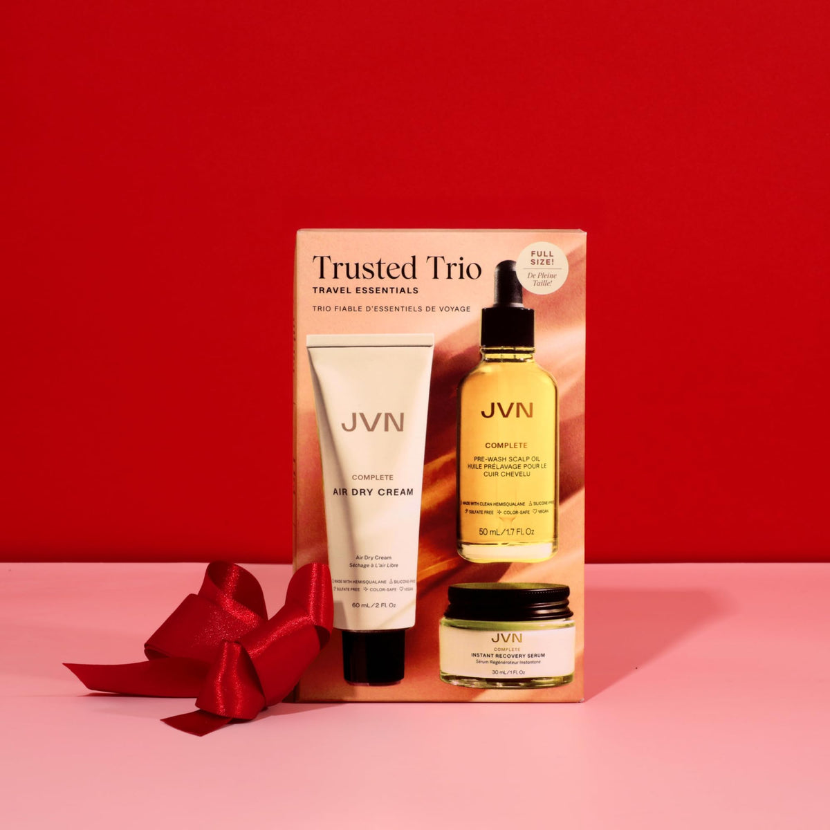 JVN Trusted Trio Set Air Dry Cream, Serum and Scalp Oil, 3 Ct