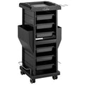 OmySalon Black Rolling Salon Trolley Cart with 6 Drawers and Wheels