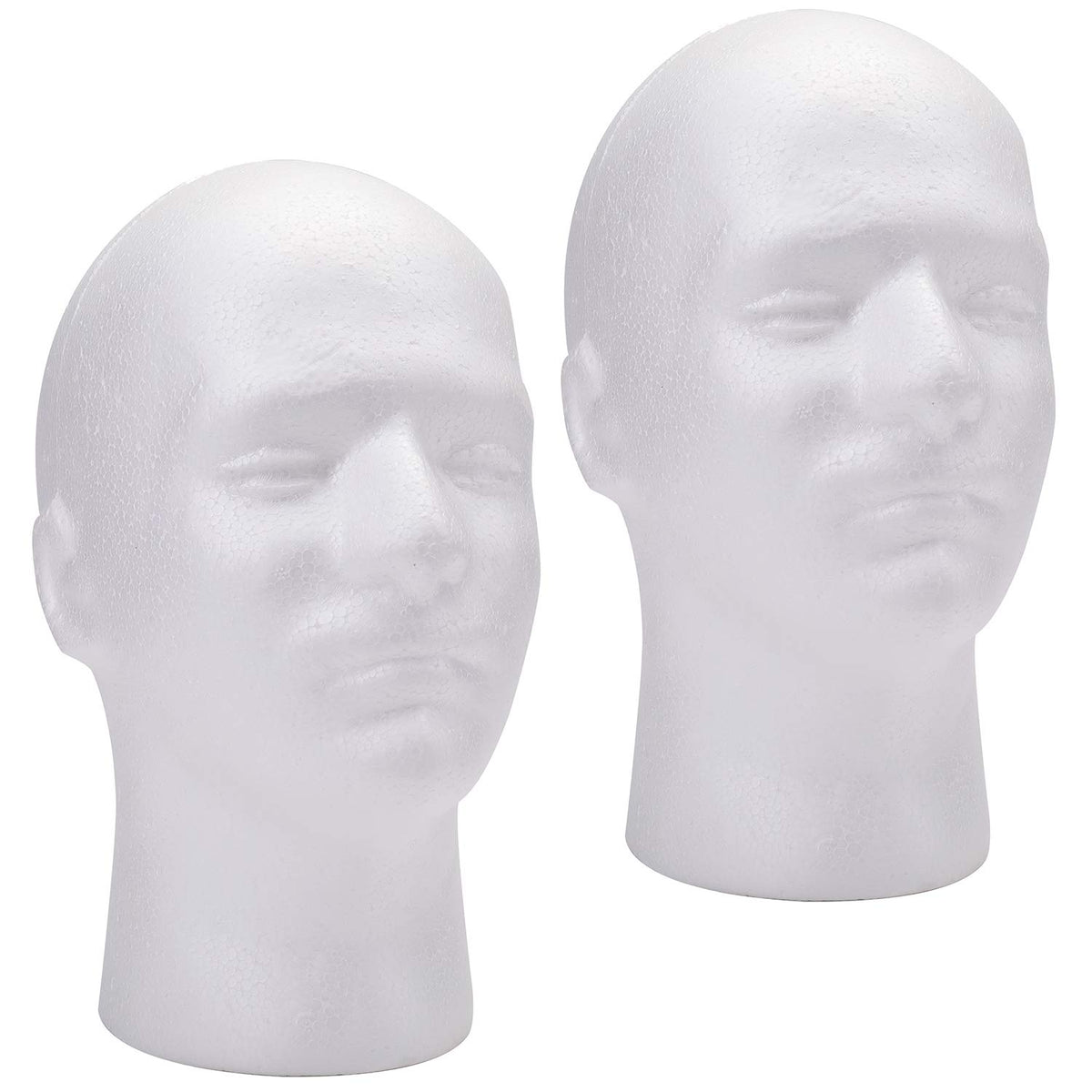 Foraineam 2-Pack Male Foam Mannequin Heads, 11-Inch Wig Display Holders