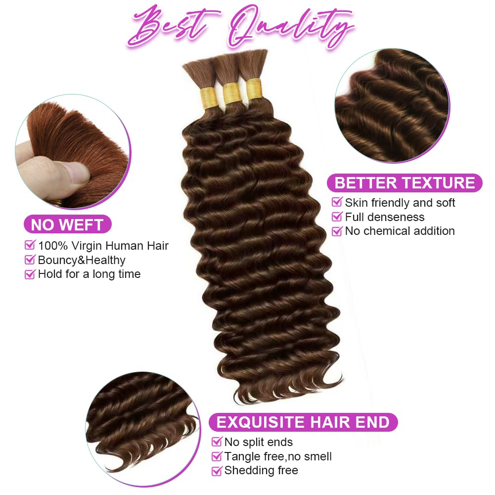 100% Human Hair Boho Braiding Extensions – Deep Wave Bulk Hair