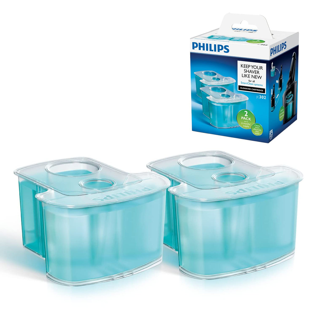 Philips JC302/50 SmartClean Shaver Cleaning Cartridges, 2-Pack