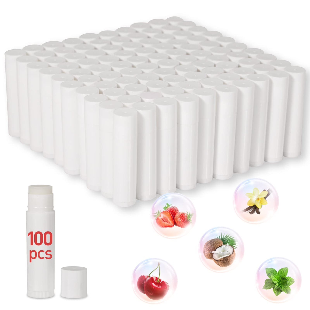 DMSKY Bulk Lip Balm with Vitamin E, Coconut Oil and 5 Flavors