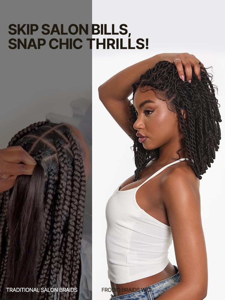 Frodio Veralux Fiber 13x5 HD Lace Front Boho Knot Twist Bob Wig