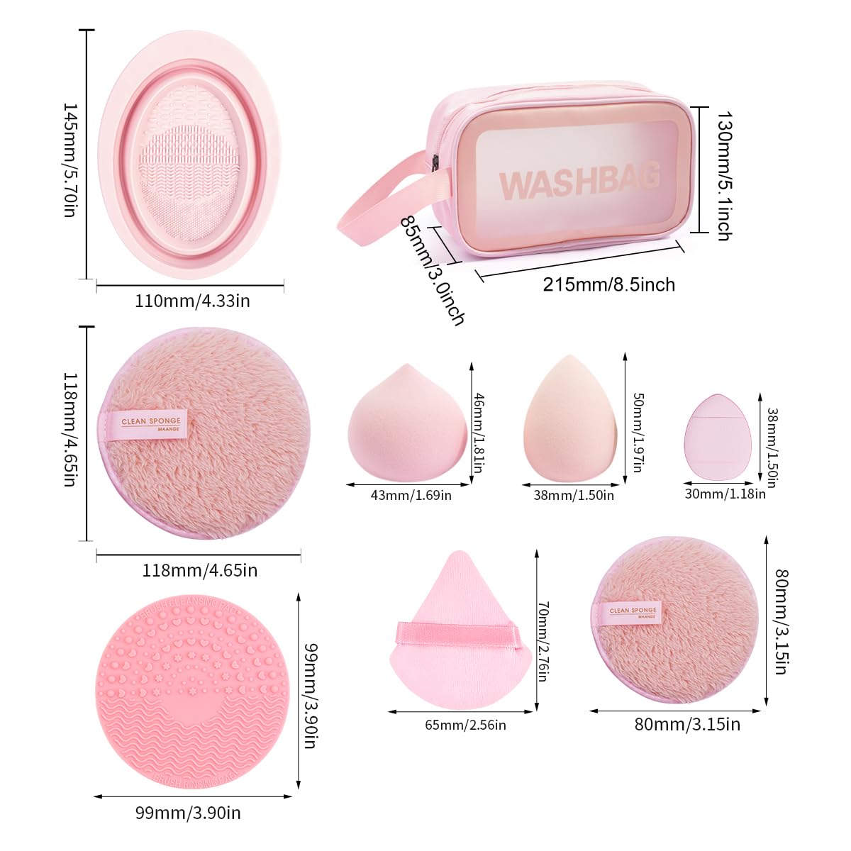 MAANGE Makeup Brush Set with Soft Synthetic Bristles and Carrying Bag