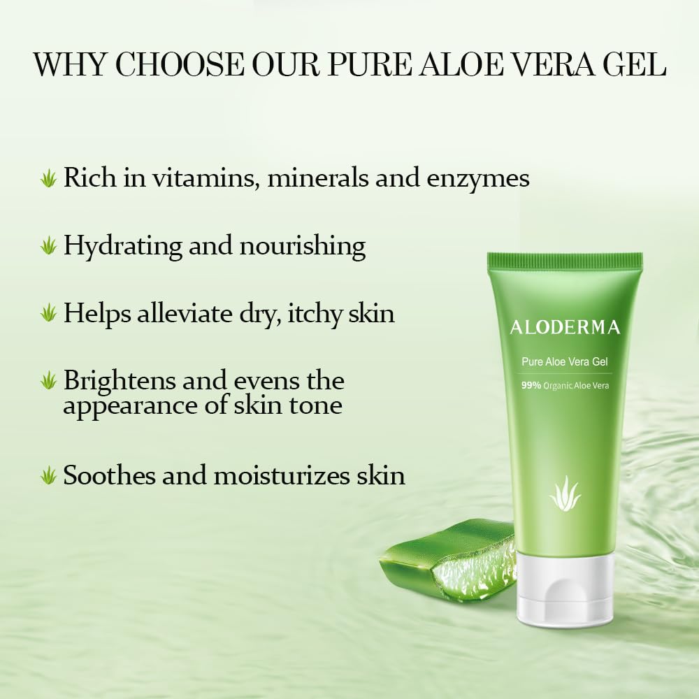 Aloderma USDA Organic Aloe Vera Gel, Unscented Hydrating Skin Care