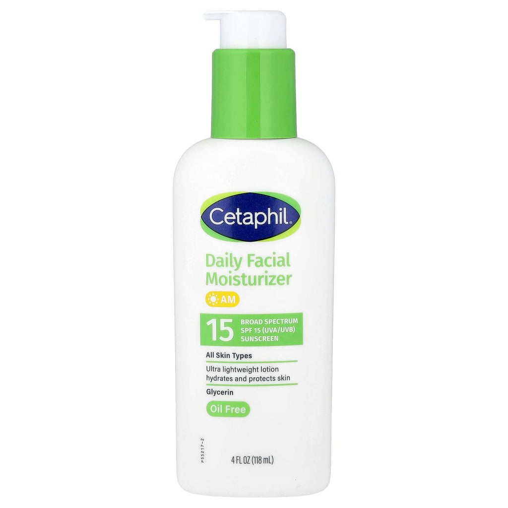 Cetaphil, Daily Facial Moisturizer with Sunscreen, SPF 15, Fragrance Free, 4 fl oz (118 ml)
