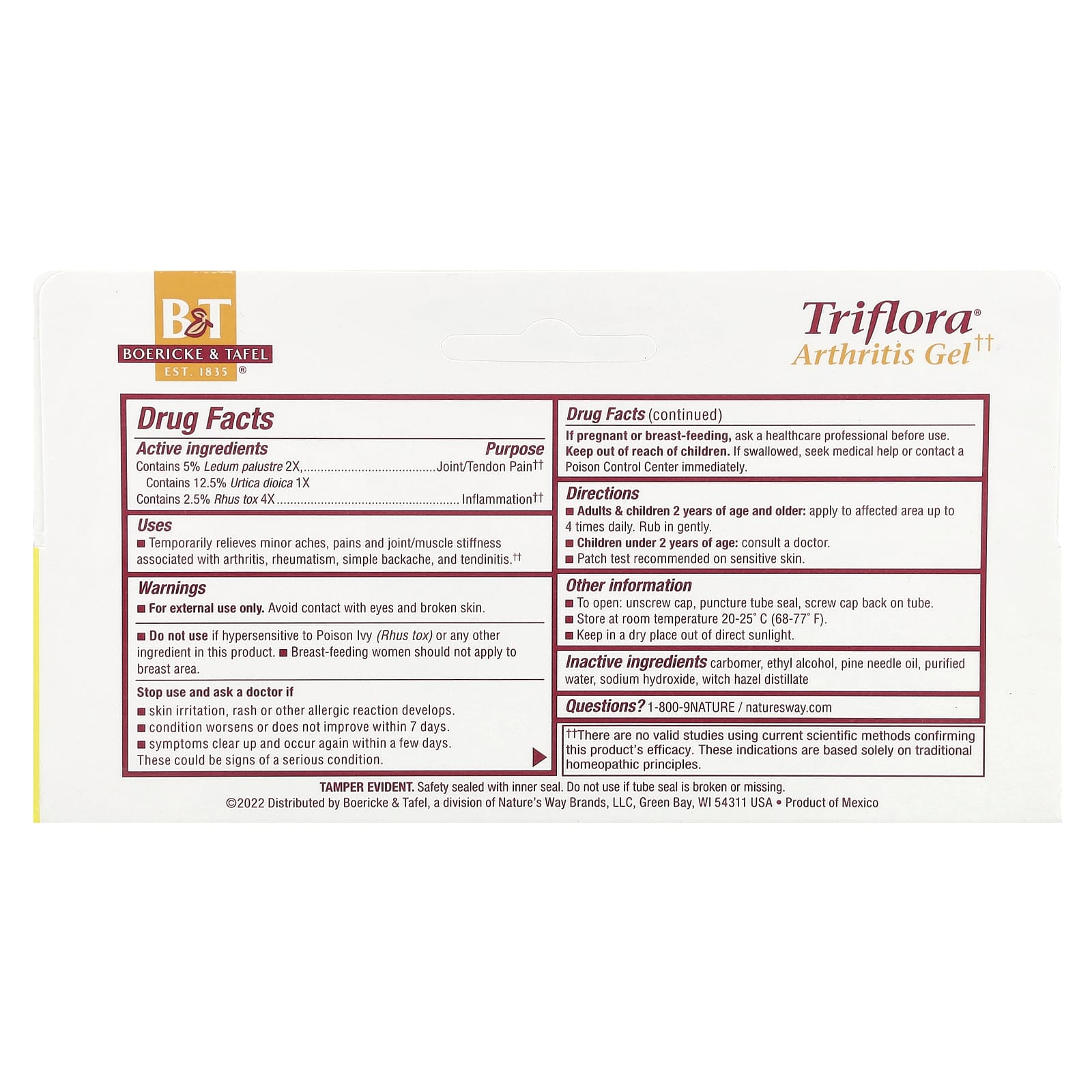 Boericke & Tafel, Triflora® Arthritis Gel, 2.75 oz (77 g)