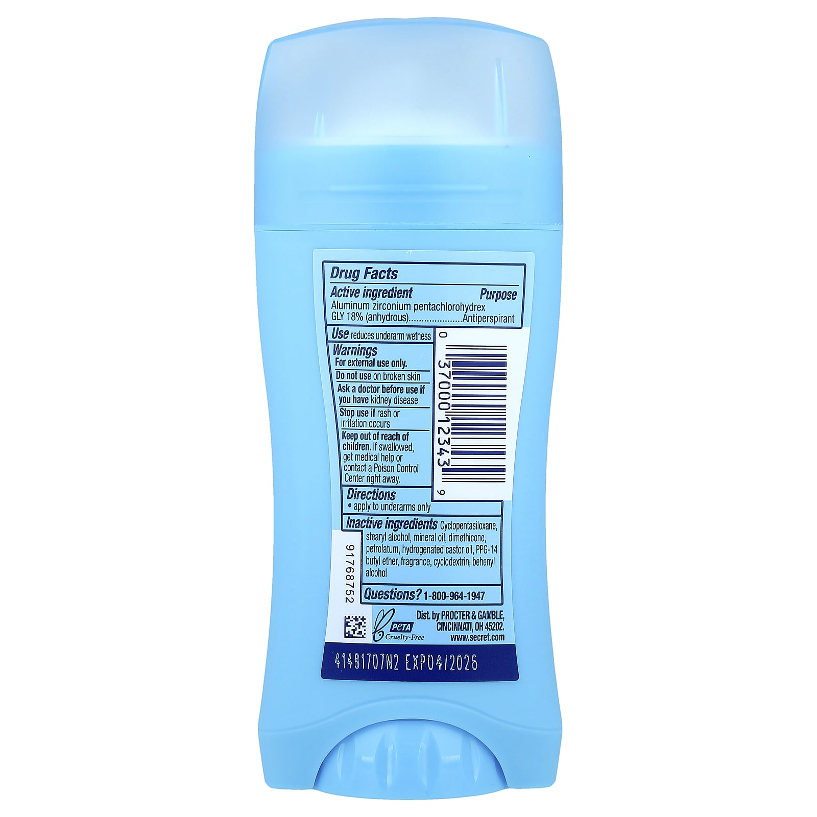 Secret, pH Balanced Invisible Solid Antiperspirant/Deodorant, Powder Fresh, Twin Pack, 2.6 oz (73 g) Each