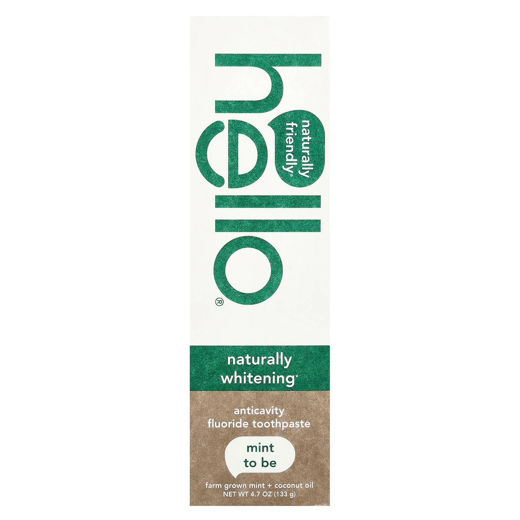 Hello, Naturally Whitening Anticavity Fluoride Toothpaste, Mint to Be , 4.7 oz (133 g)