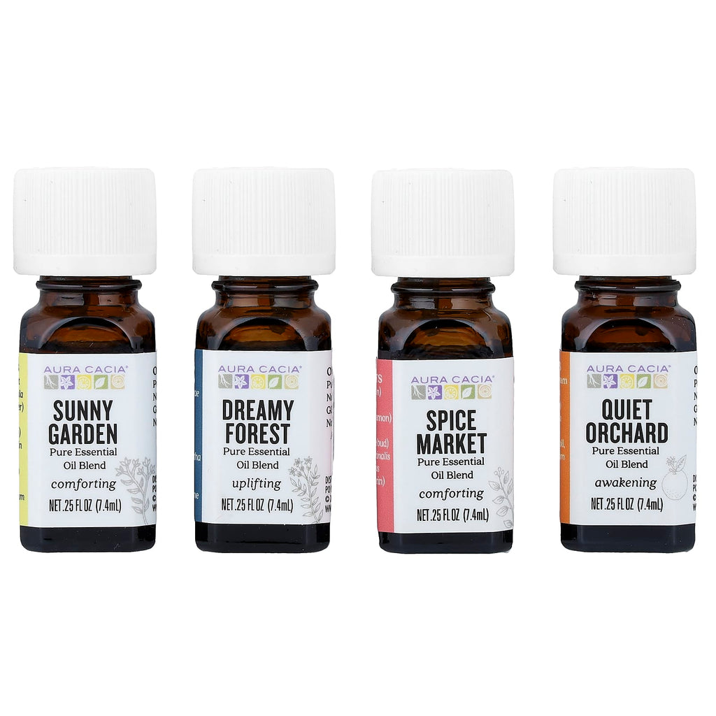 Aura Cacia, Journey Kit, Essential Oil Diffusion Blends, 4 Bottles, 0.25 fl oz (7.4 ml) Each