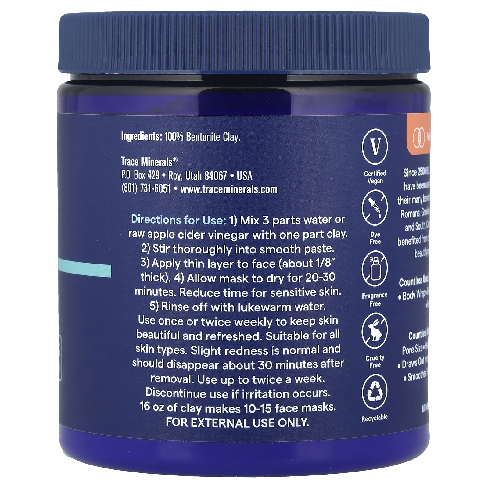 Trace, Bentonite Clay Powder, 16 oz (454 g)