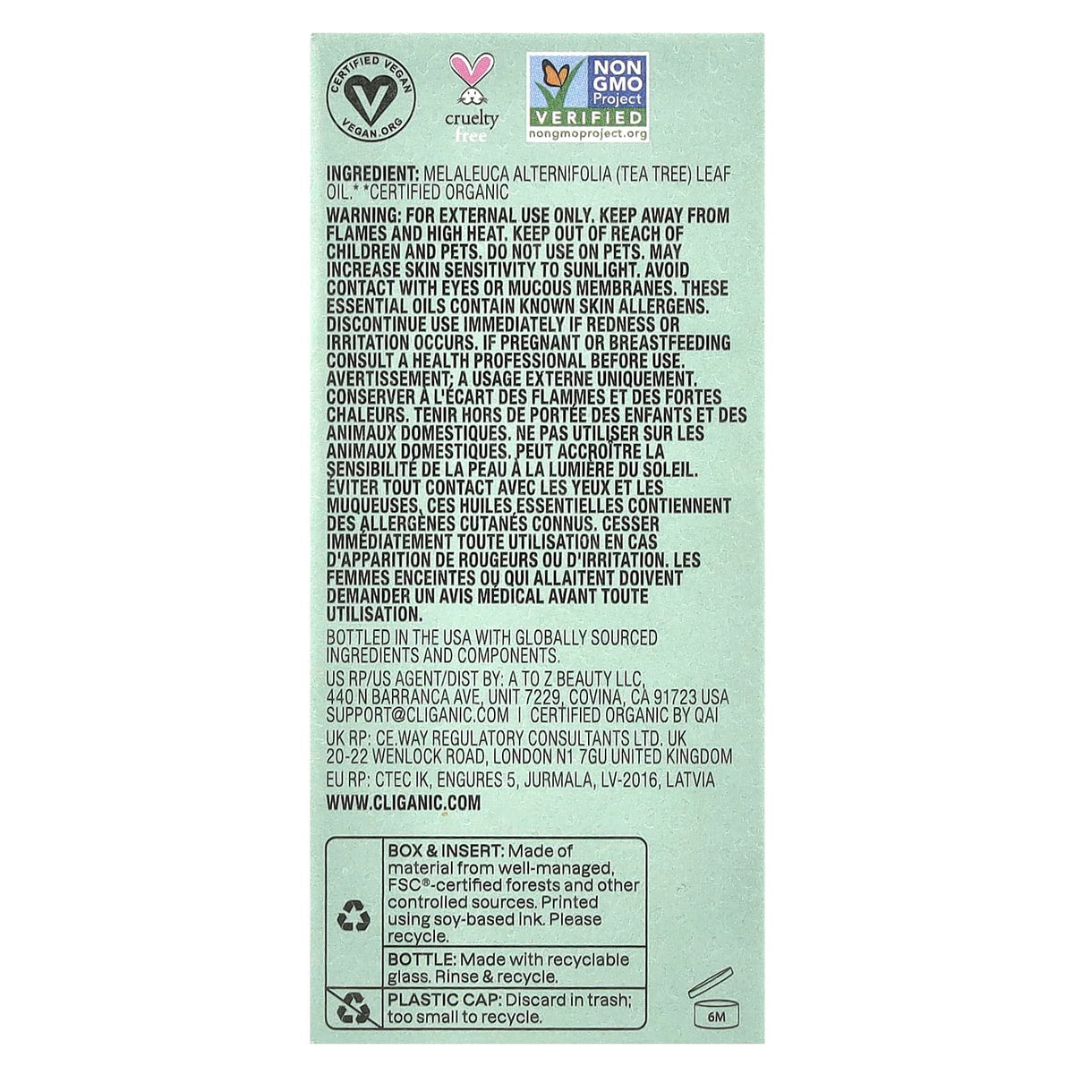 Cliganic, Boost of Clarity™, Organic Essential Oil, Tea Tree, 0.34 fl oz (10 ml)