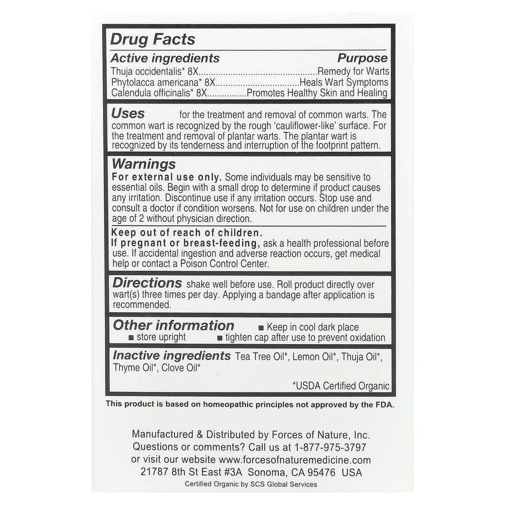 Forces of Nature, Wart Remover, Dual Action Roll On, 0.14 oz (4 ml)
