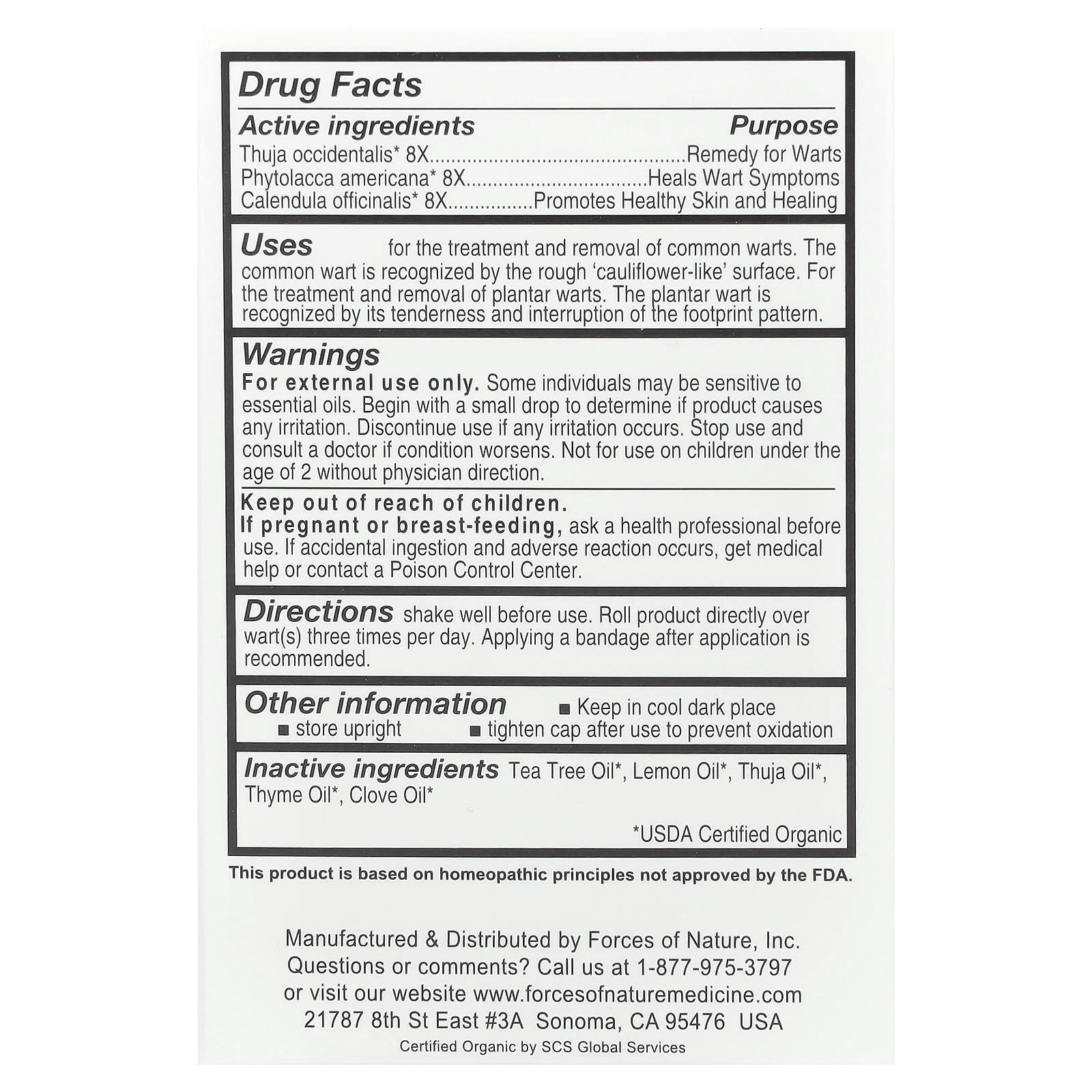 Forces of Nature, Wart Remover, Dual Action Roll On, 0.14 oz (4 ml)
