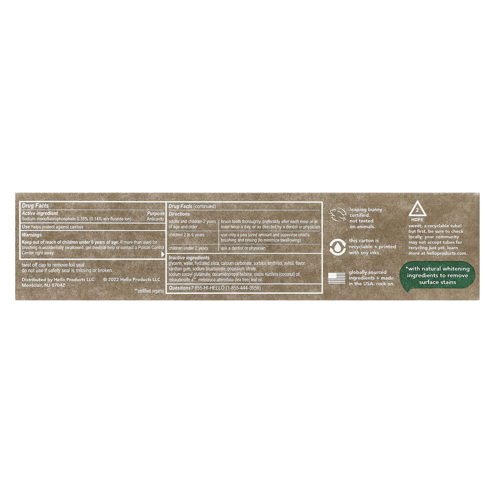 Hello, Naturally Whitening Anticavity Fluoride Toothpaste, Mint to Be , 4.7 oz (133 g)