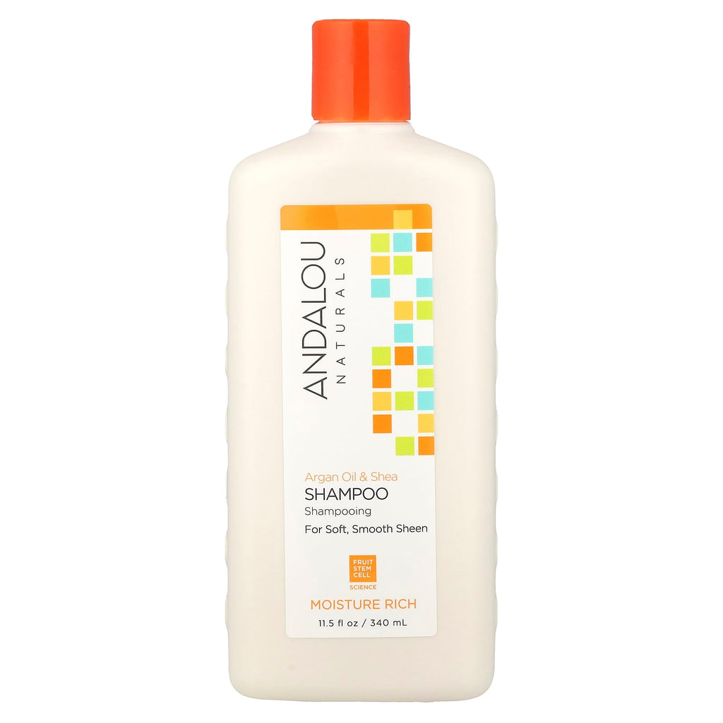 Andalou Naturals, Shampoo, Moisture Rich, For Soft, Smooth Sheen, Argan Oil & Shea, 11.5 fl oz (340 ml)