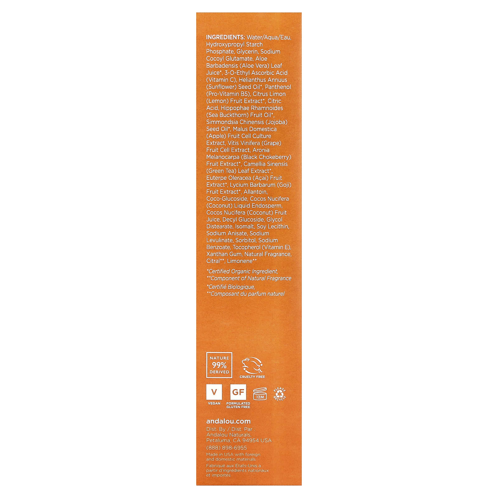 Andalou Naturals, Creamy Cleanser, Meyer Lemon + C, Brightening, 6 fl oz (178 ml)