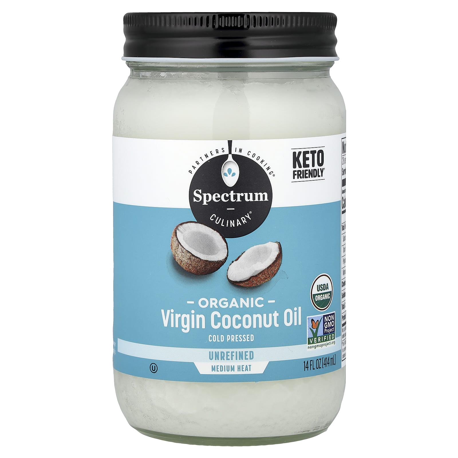 Spectrum Culinary, Organic Virgin Coconut Oil, Unrefined, 14 fl oz (414 ml)