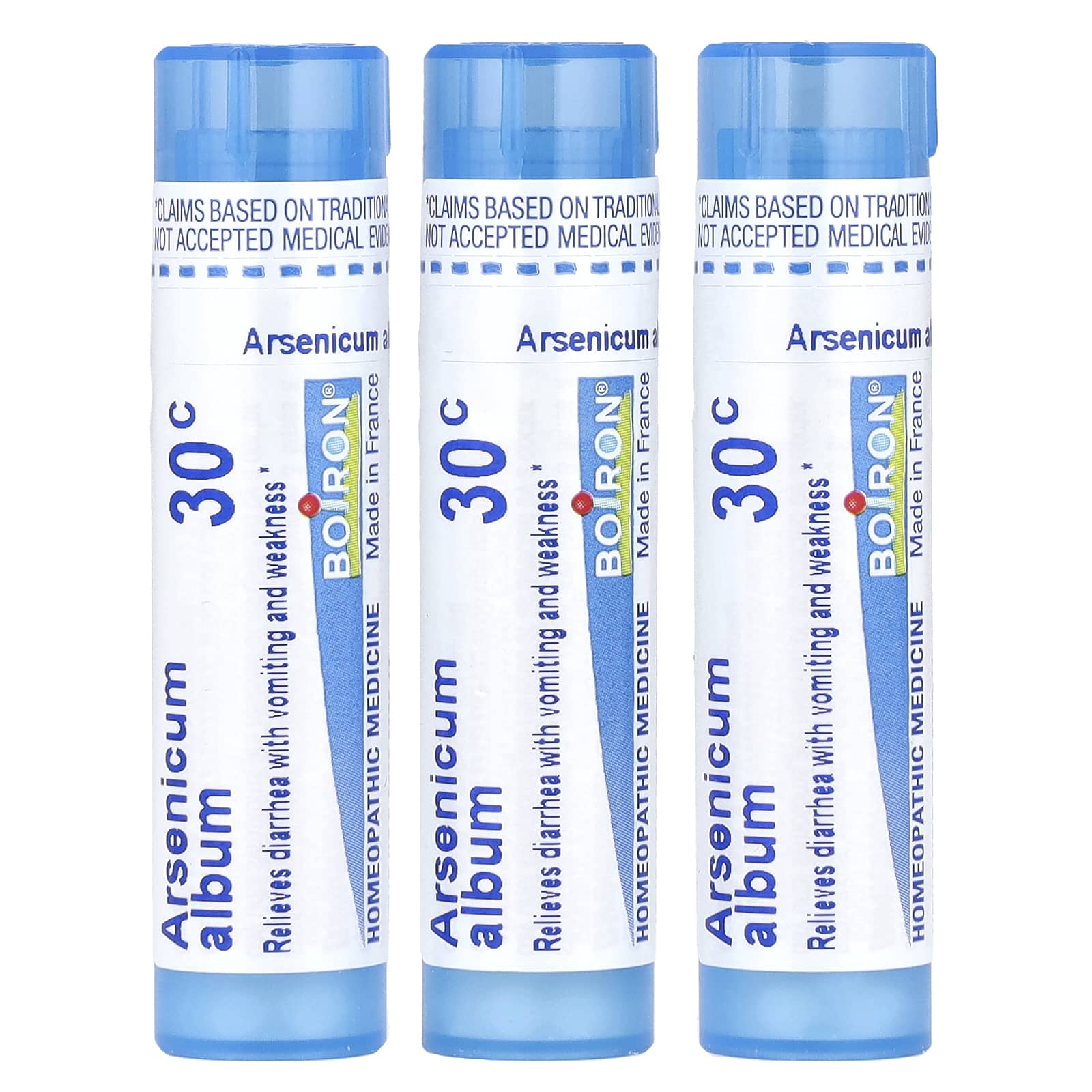 Boiron, Arsenicum, Diarrhea & Vomiting Relief, Meltaway Pellets, 30C, 3 Tubes, 80 Pellets Each