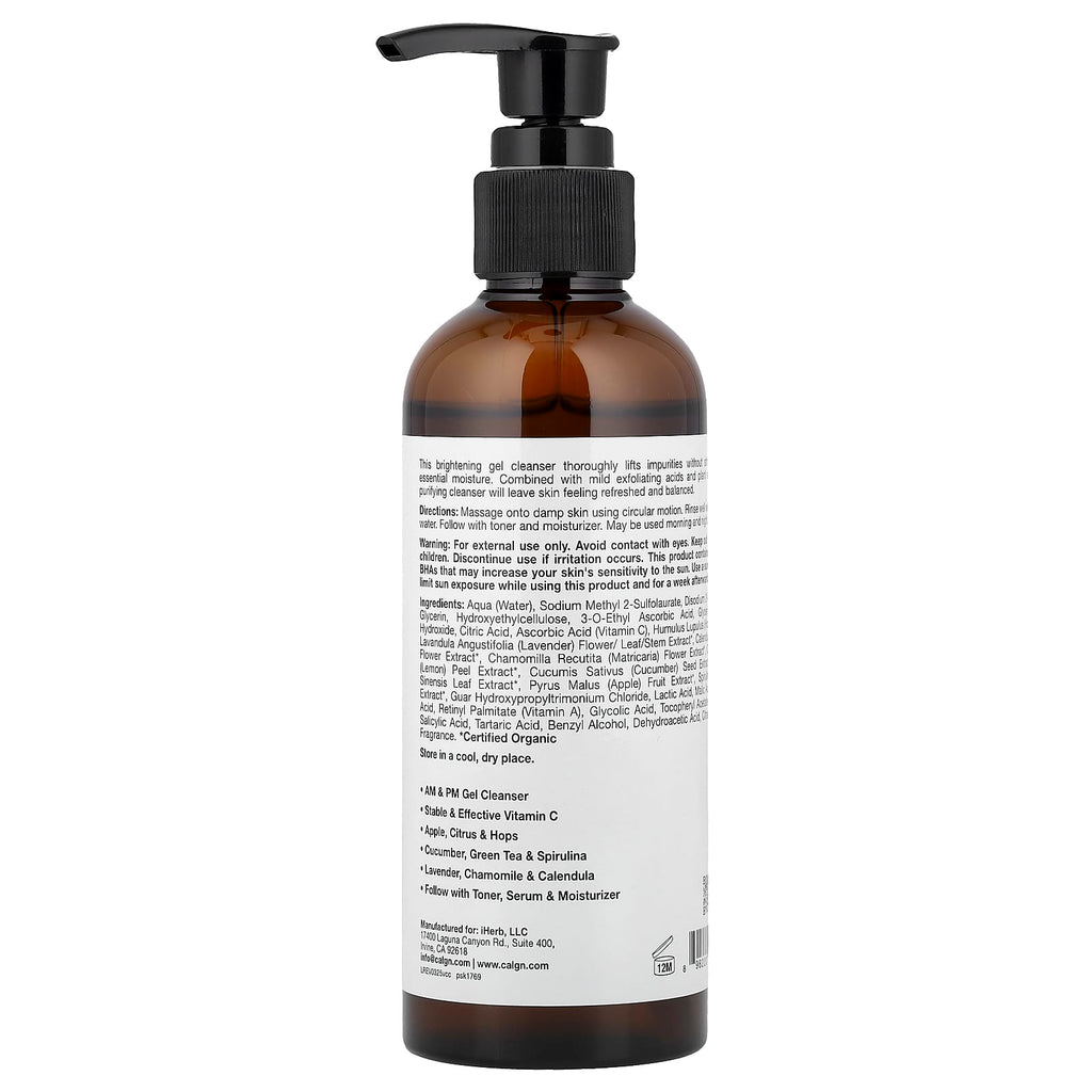 California Gold Nutrition, Vitamin C Cleanser, Enhanced Brightening Gel Cleanser, 6 fl oz (177 ml)