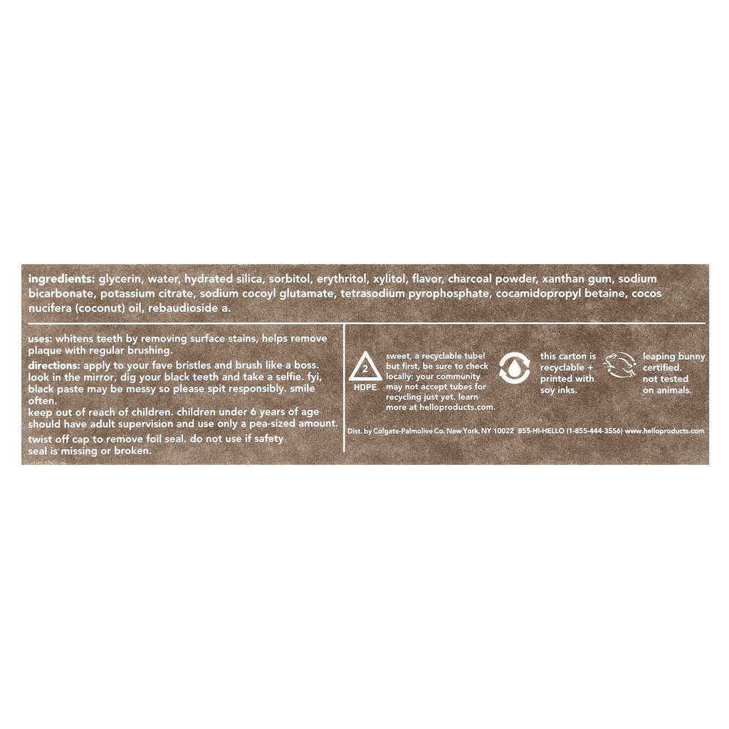 Hello, Epic Whitening, Fluoride Free Toothpaste, Activated Charcoal, Fresh Mint + Coconut Oil, 4 oz (113 g)
