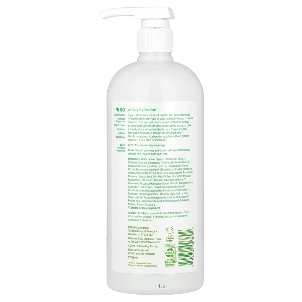 Alba Botanica, Daily Moisturizing Lotion, Sensitive Skin, Fragrance Free, 32 fl oz (946 ml)
