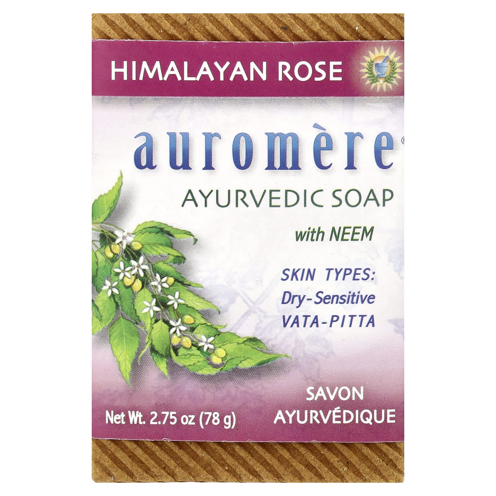 Auromere, Ayurvedic Bar Soap with Neem, Himalayan Rose, 2.75 oz (78 g)