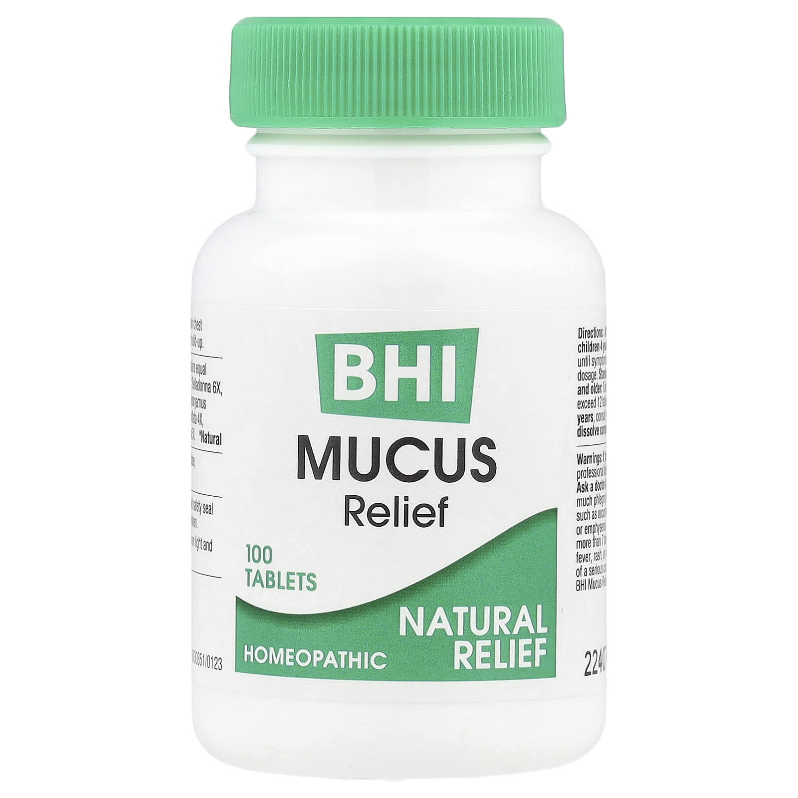 MediNatura, BHI, Mucus Relief, 100 Tablets
