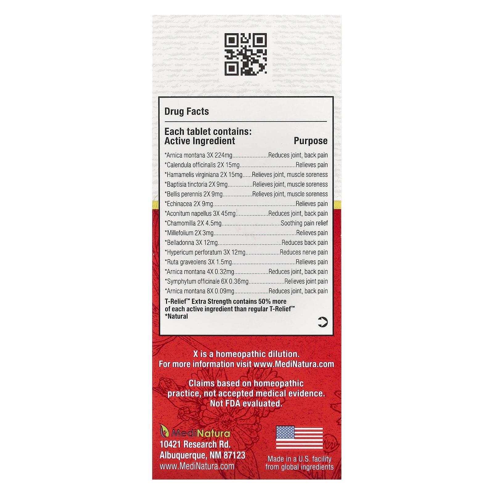 MediNatura, T-Relief, Arnica +12, 100 Tablets