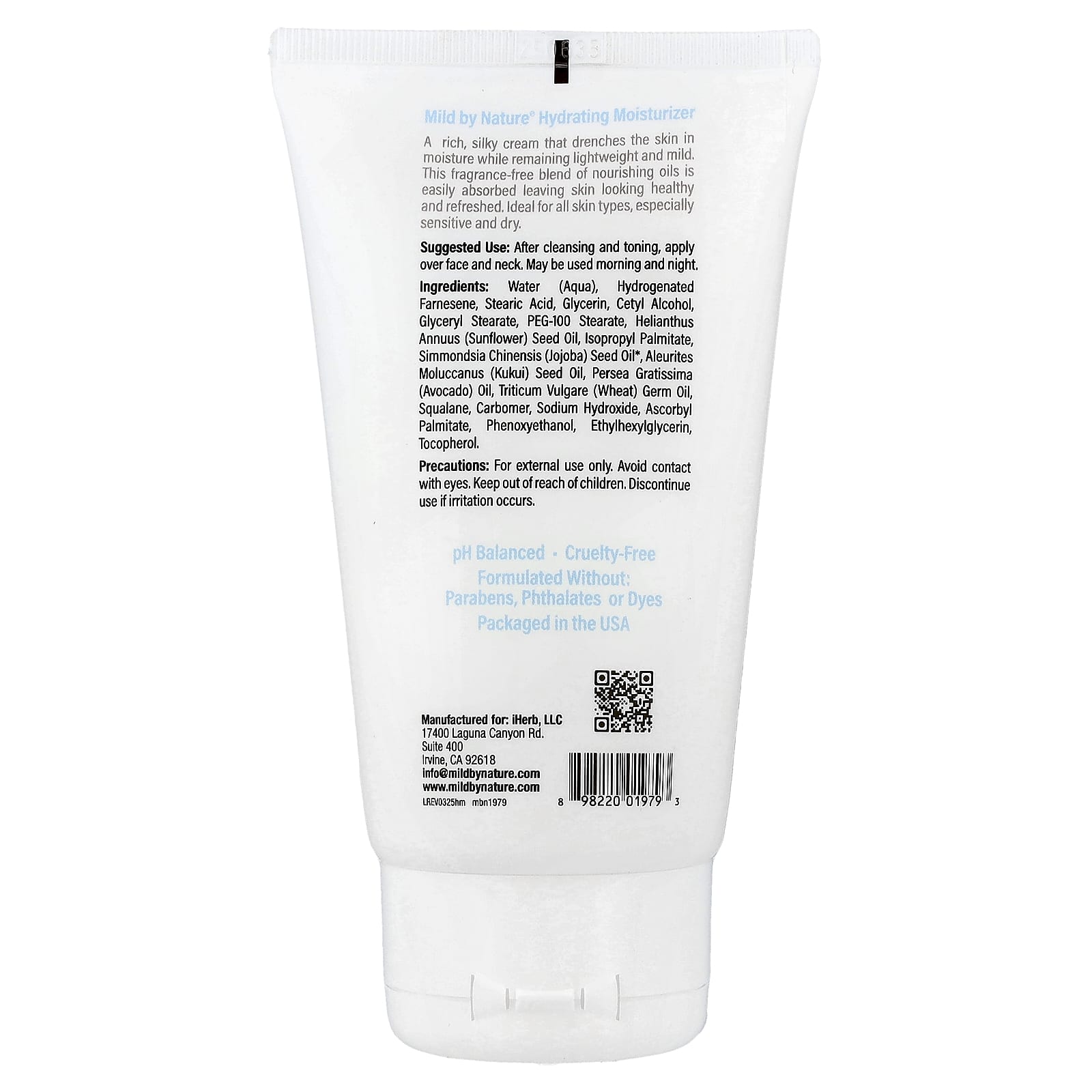 Mild By Nature, Hydrating Facial Moisturizer, Unscented, 4.5 fl oz (134 mL)