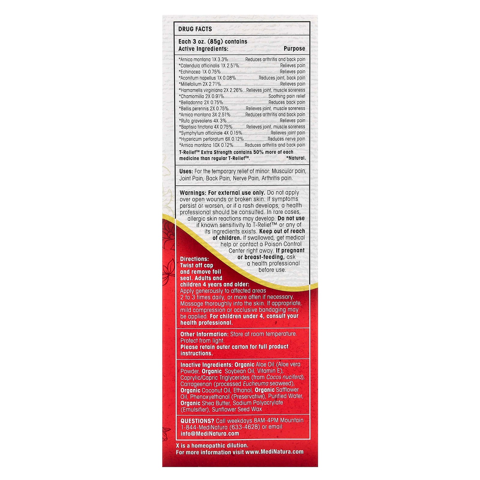 MediNatura, T-Relief™, Arnica +12 Cream, Chamomilla, 3 oz (85 g)